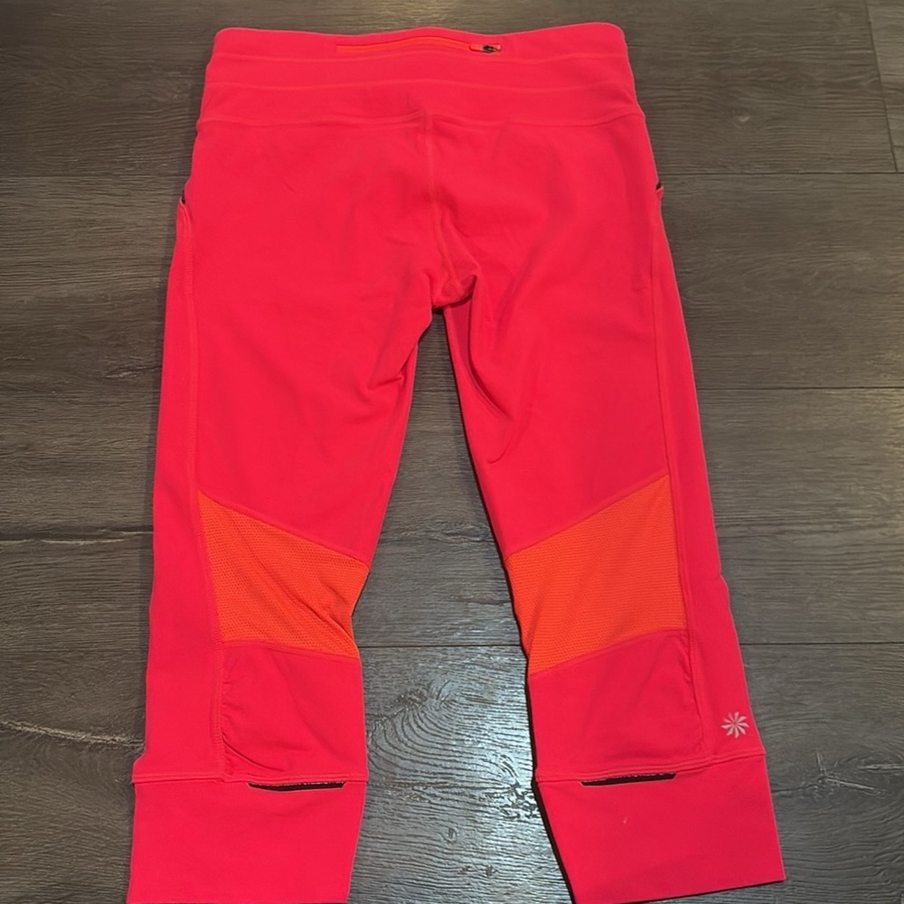 Athleta Relay Capri Pants Size Small Neon Pink/Orange/Heather Grey - Picture 4 of 12